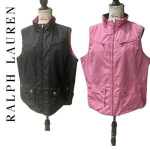 90’s RALPH LAUREN VEST REVERSIBLE PINK/BLACK  FULL ZIP Sz XL CABIN CORE